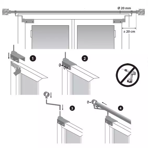 Lot de 2 supports Fix'vit (L180 - D20 mm) Blanc