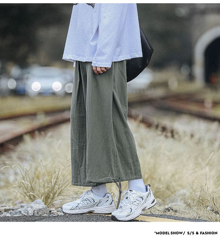 YIKES - Effen cropped harembroek met trekkoordtaille
