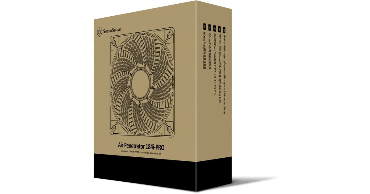 SilverStoneAir Penetrator 184i PRO case fan  (Zwart, 180 x 180 x 32 mm, PWM)