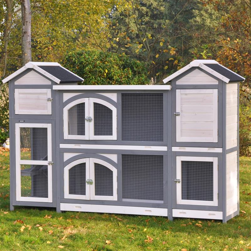 Nanook XXL Kleintierstall grau weiß 189x43x127 cm
