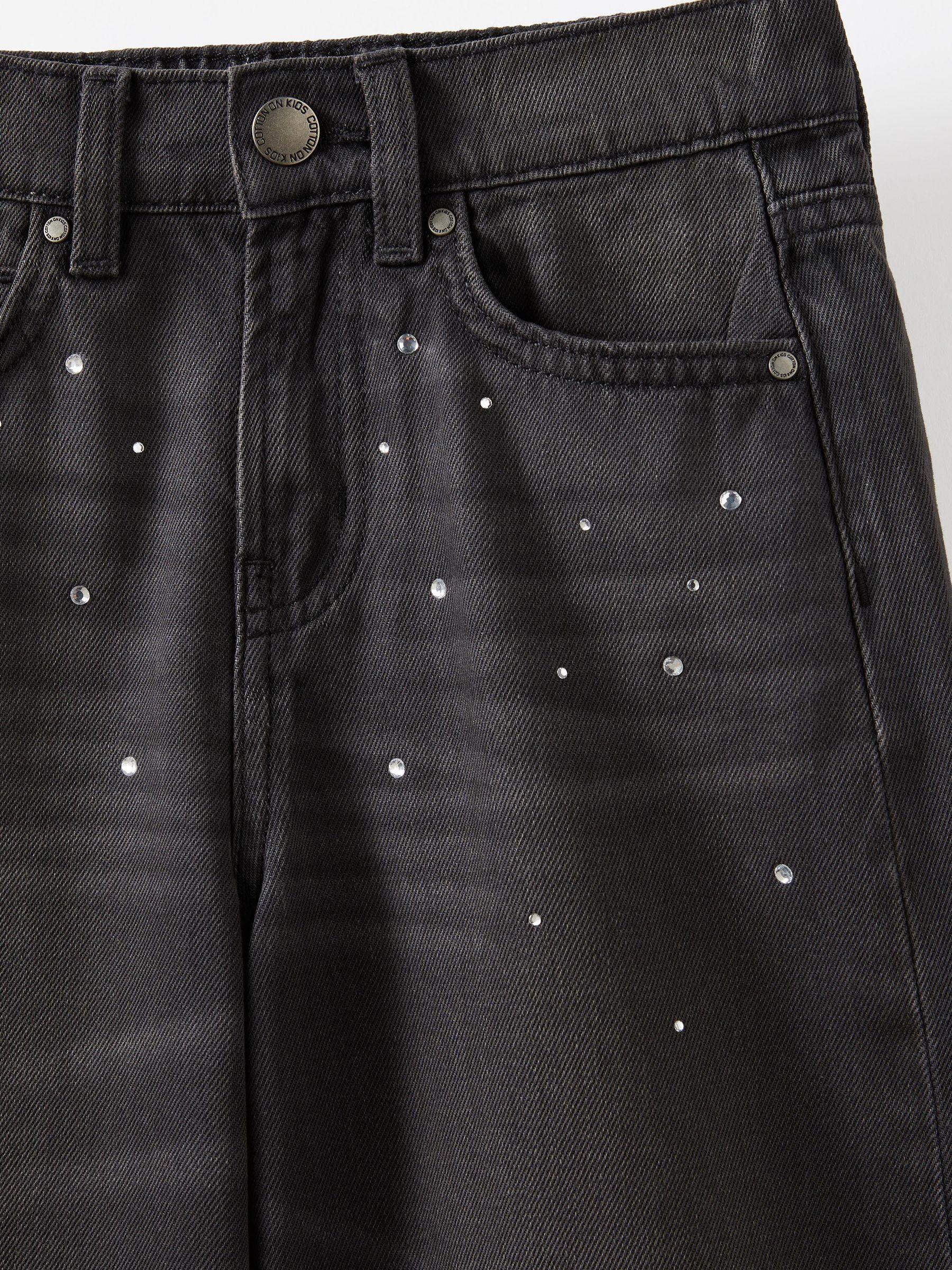 Cotton On Embellished Super Wide Denim Jeans