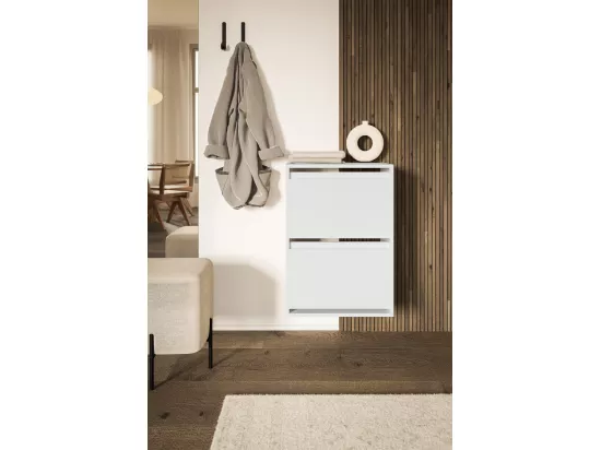 Meuble à chaussures 2 portes suspendu - 50 cm - blanc - BEMMI