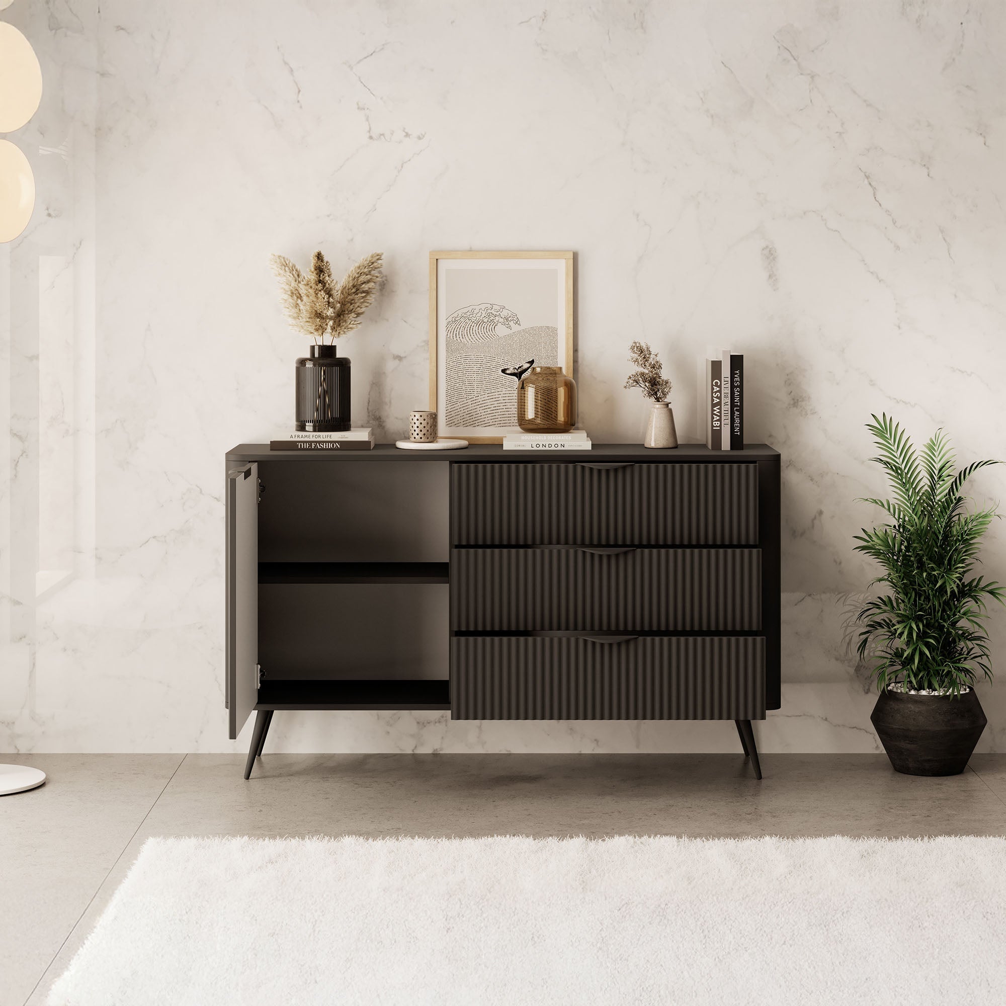 Meubella - Dressoir Lima - Zwart - 138 cm