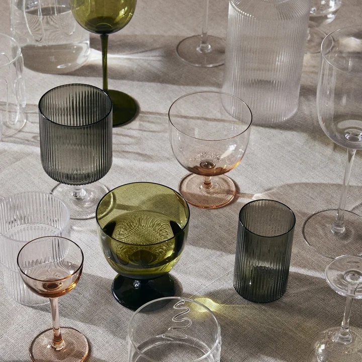 Ferm Living - Host Wasserglas, moosgrün (2er-Set)