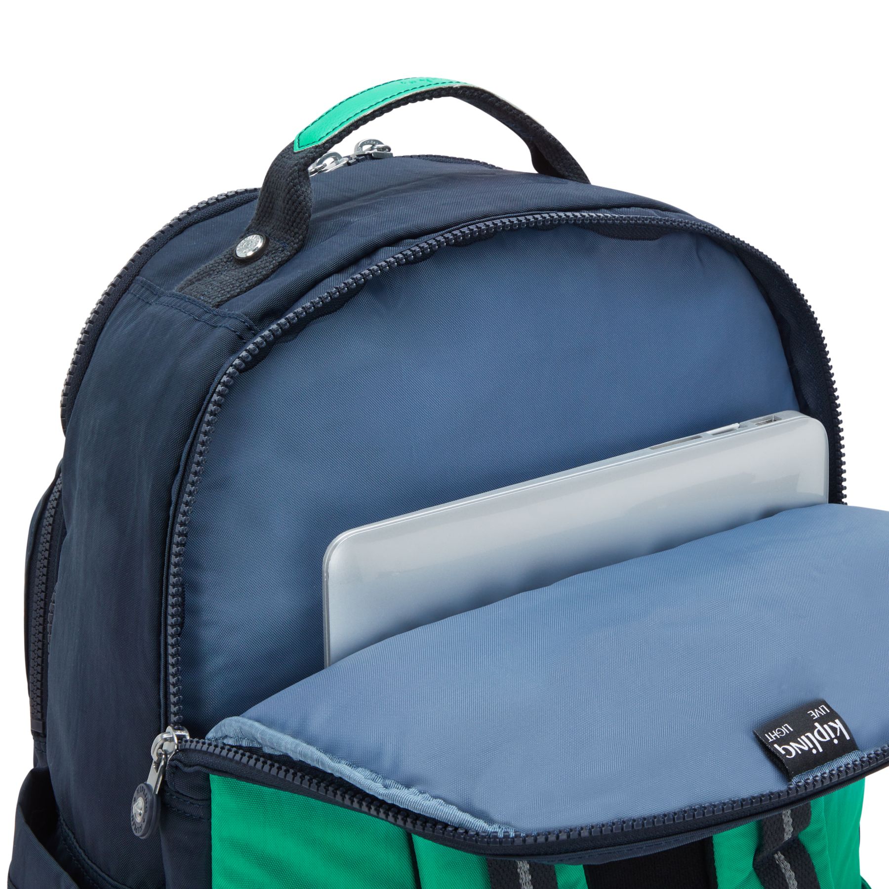 SEOUL COLLEGE Grand sac à dos avec compartiment séparé pour ordinateur portable - Blue Green Block