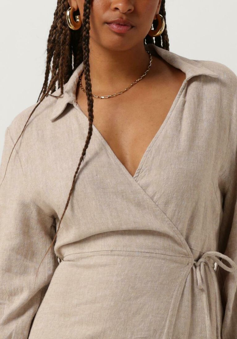 MSCH COPENHAGEN zand msch copenhagen midi jurk mschjovene ginia 3/4 wrap dress