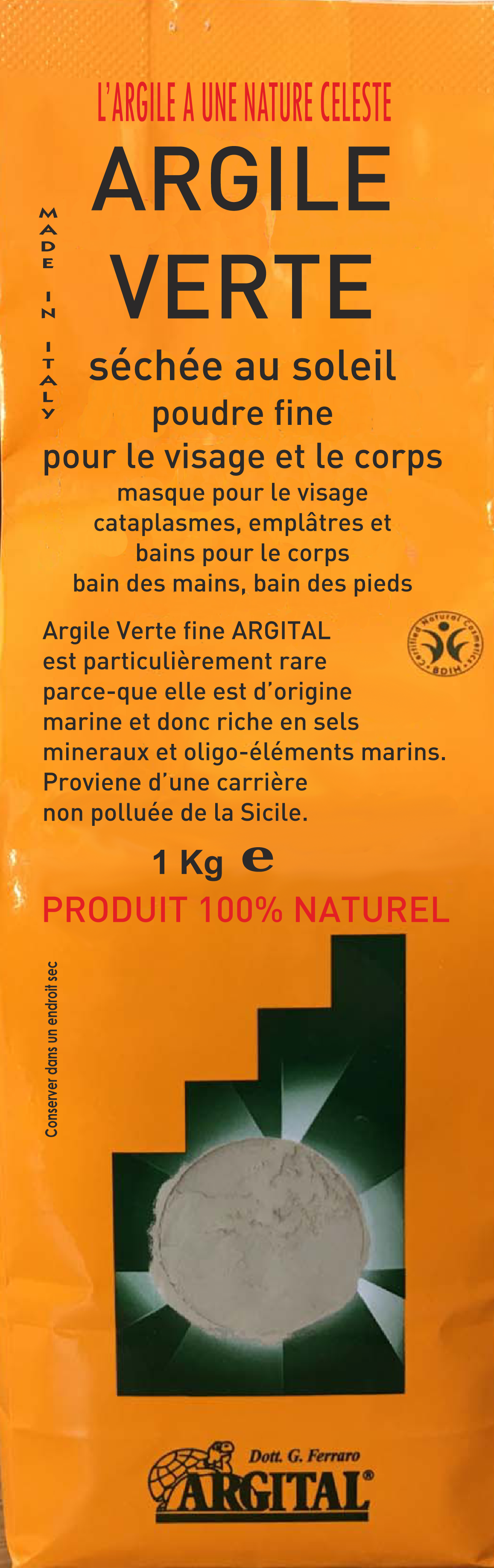 ARGITAL grüne Tonerde Plv fein 1000 g