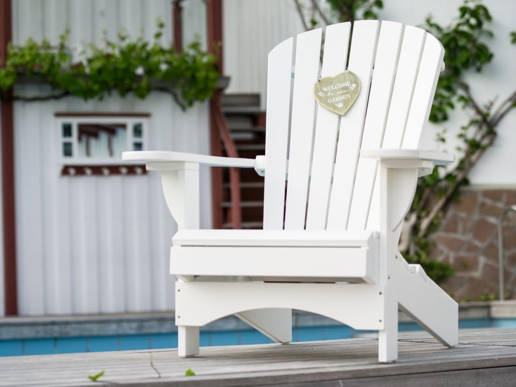 Original Dream-Chairs since 2007 Adirondack Stuhl Comfort“ de Luxe in weiß Gartensessel mit ergonomischer Rückenlehne Terrassenstuhl Gartenstuhl für Balkon, Garten maximale Belastung 170 kg