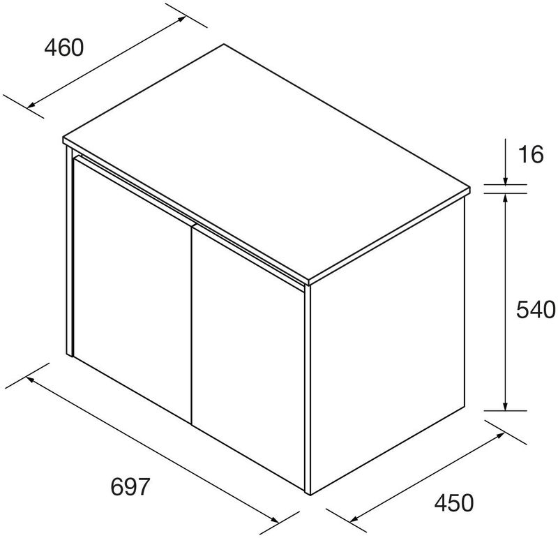 Muebles - Project - Badmeubel - Walnoot - 70 cm - 2 Deuren met Toppaneel