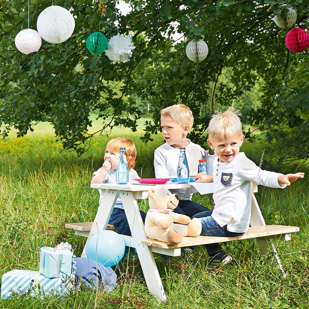 Table et banc de pique-nique d'enfants nicki für 4 bois blanc