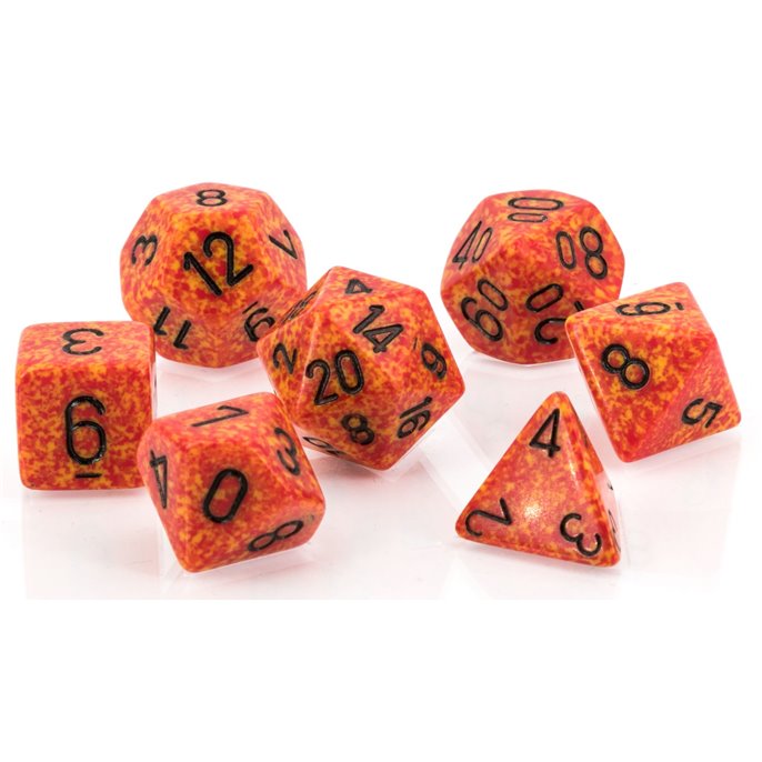 Set de dés : Fire - Orange  et  Noir - Granité