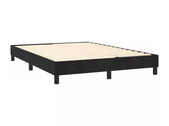 Sommier tapissier avec matelas et LED Noir 140x190 cm Velours