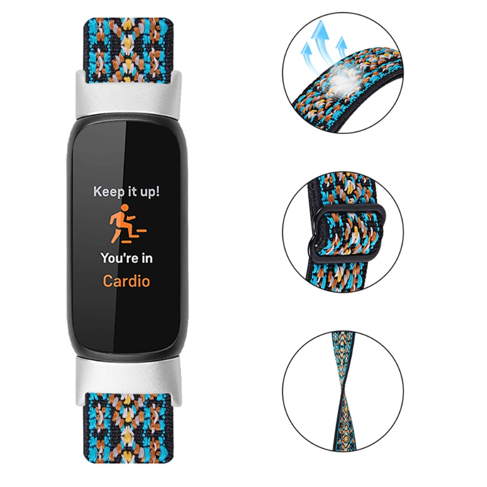 Fitbit Luxe / Luxe Special Edition Elastisches Nylon Gummi Armband (Gelenkumfang: 142-216mm) - Schwarz / Türkis / Braun