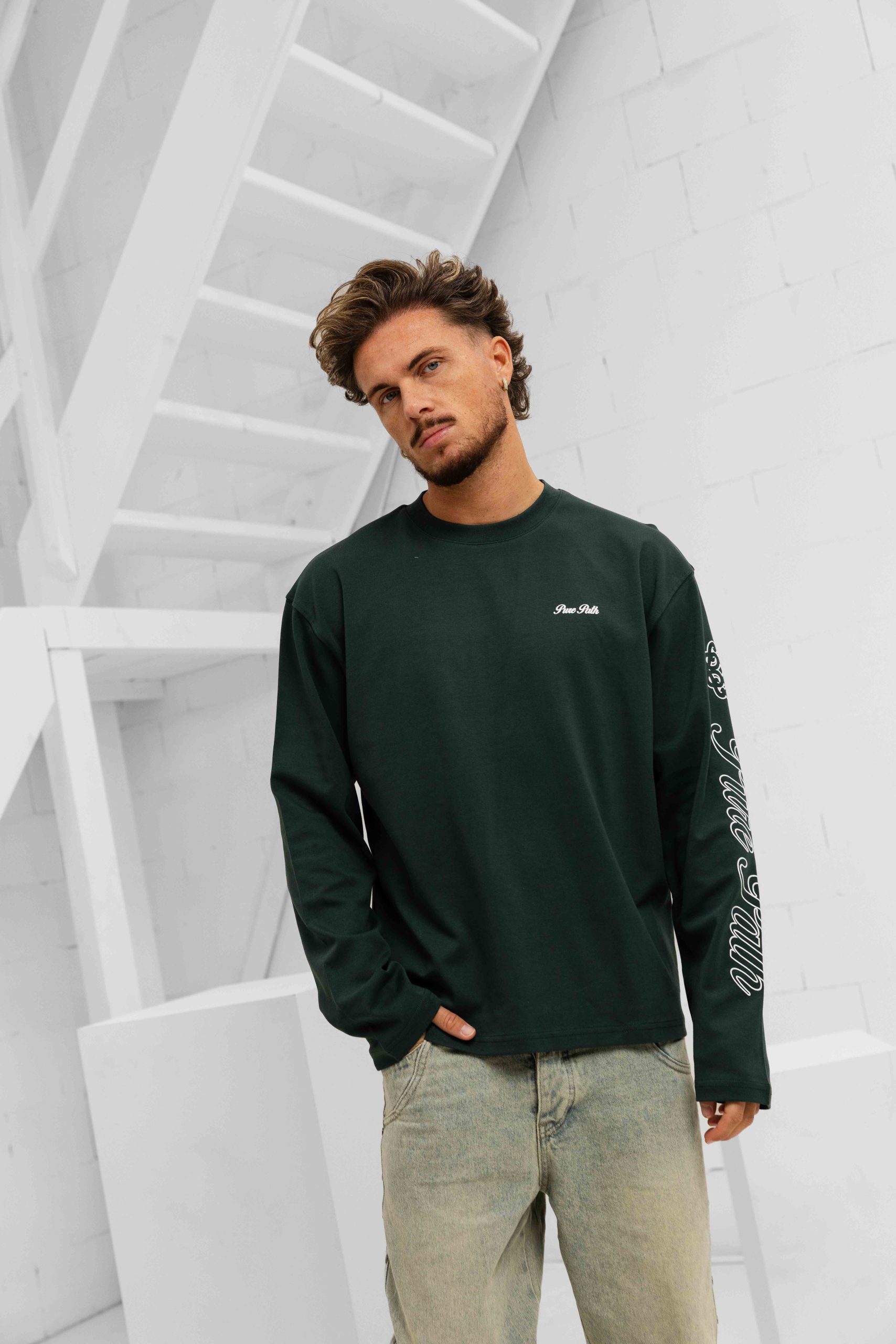 Pure Path Essence Of Life Longsleeve T-Shirt Heren Donkergroen