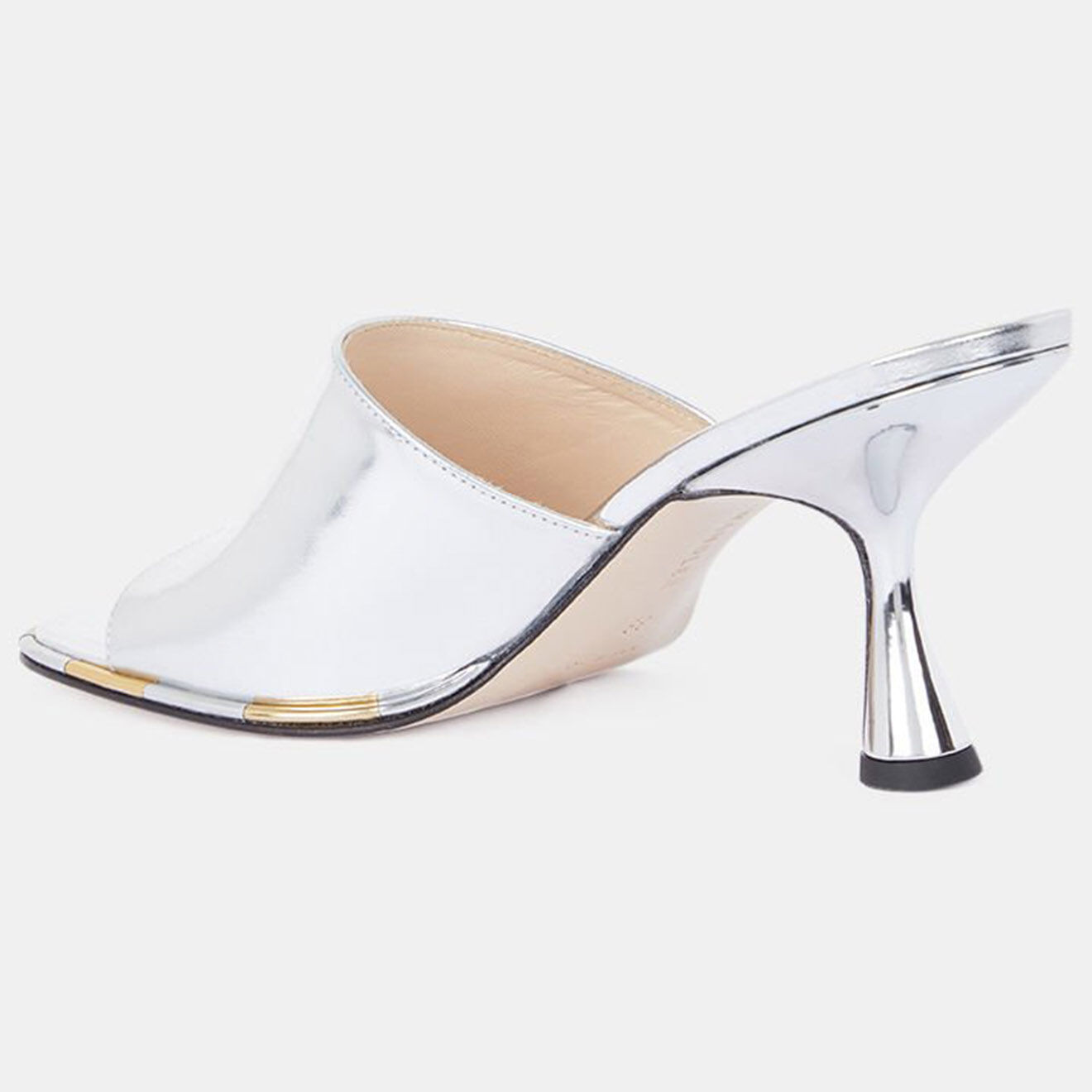 Wandler Mules en Cuir métallisé argentées - Talon 8 cm