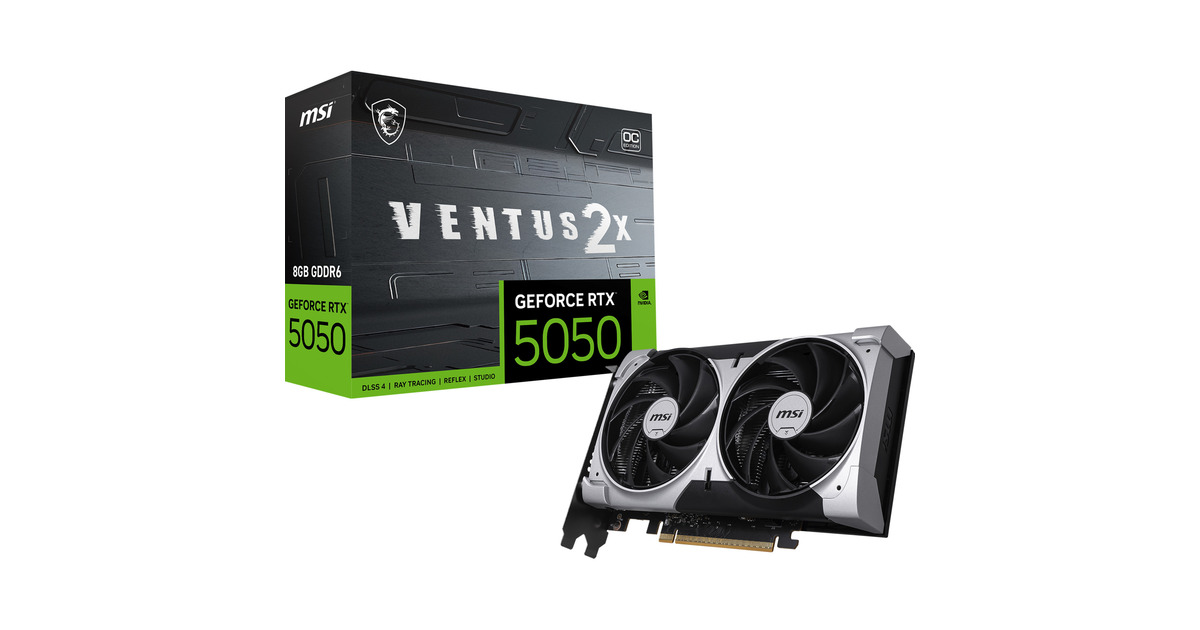 MSIGeForce RTX 5050 8G VENTUS 2X OC grafische kaart  (3x DisplayPort, 1x HDMI 2.1, DLSS 4)