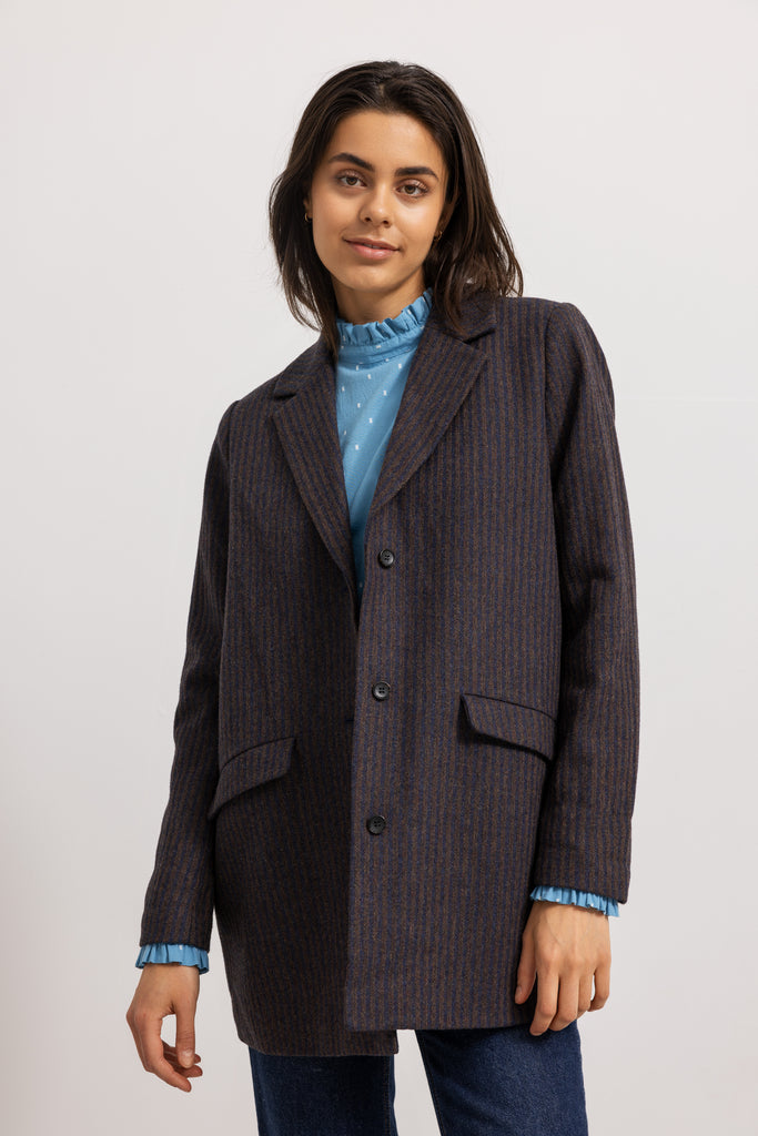 Jacobine W, Jakke - Darkest Blue Stripe