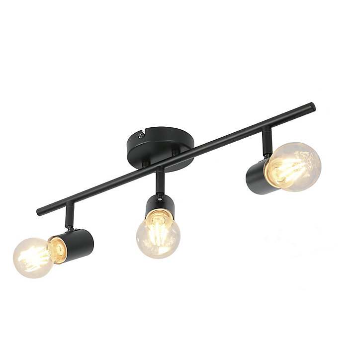 Réglette spot 3 lumières E27 8.6W GoodHome Ghlin noir mat L.50 x L.10 x H.15 cm