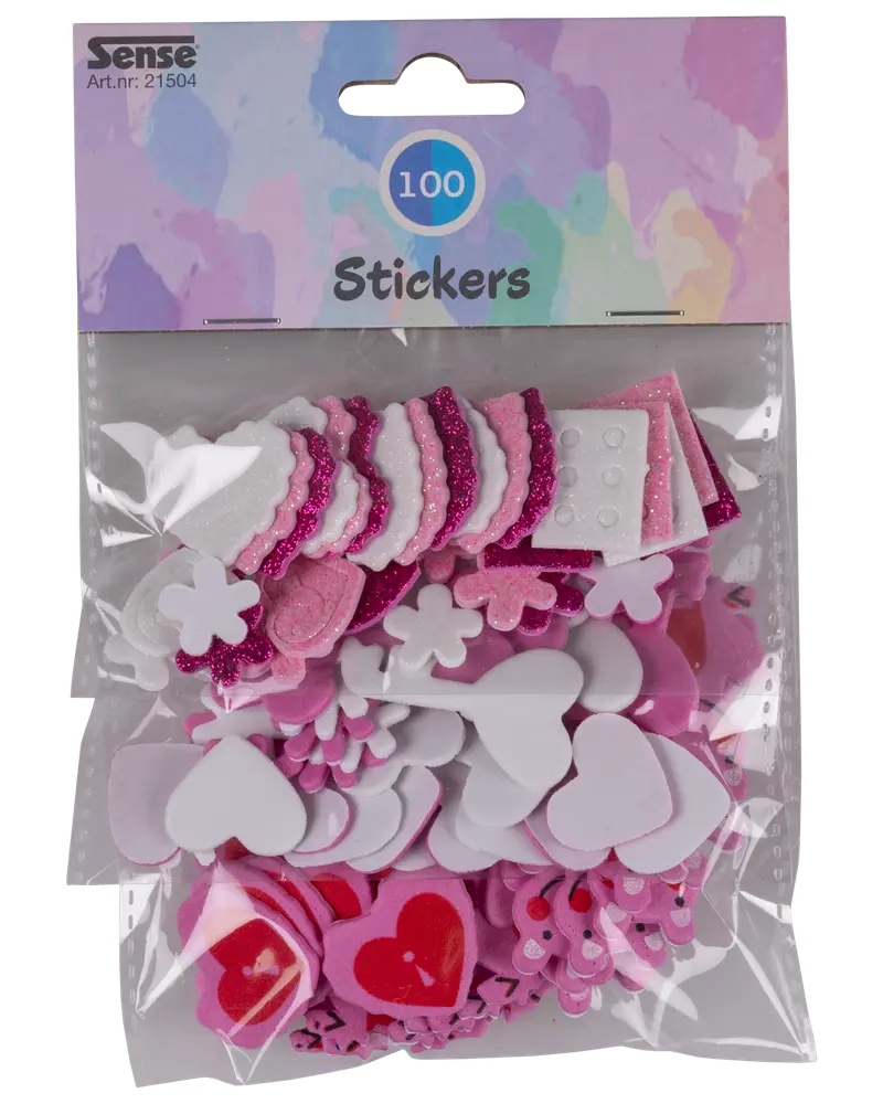 Klistermærker - 100 stk. - ass. farver og størrelser