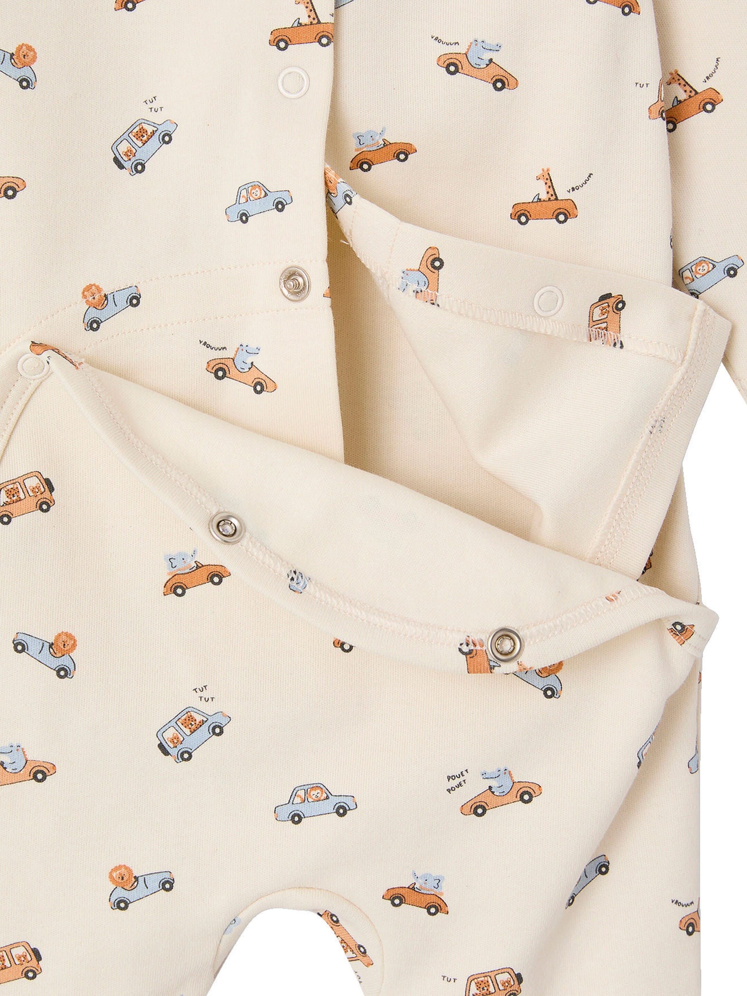Vertbaudet Bio-Kollektion: Baby Strampler mit Autos wollweiß