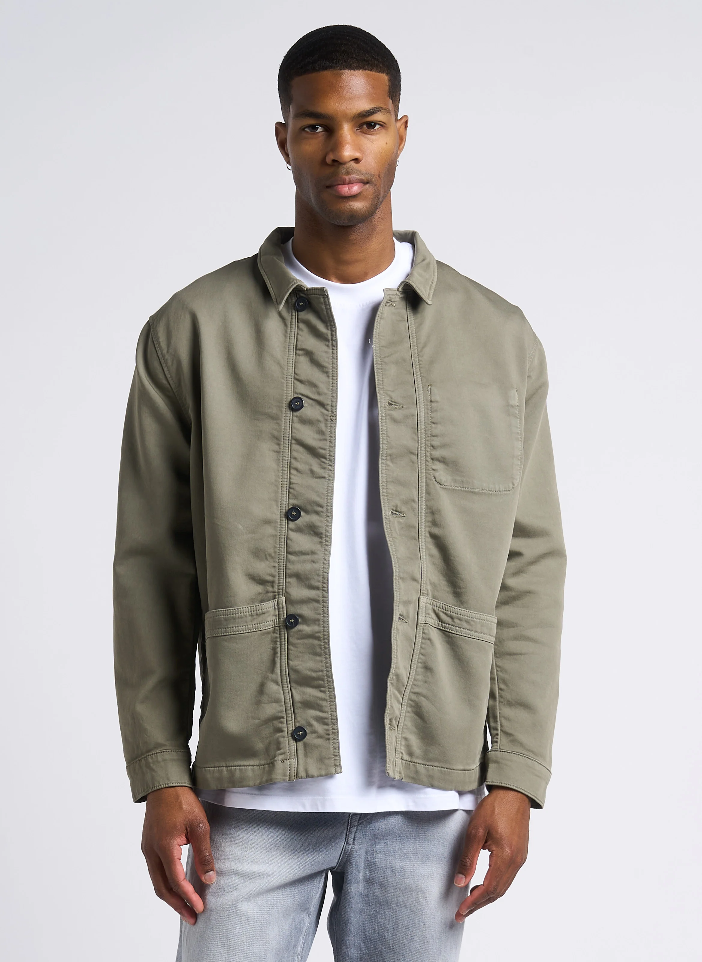CARVOS - Veste droite en coton mélangé | Vert