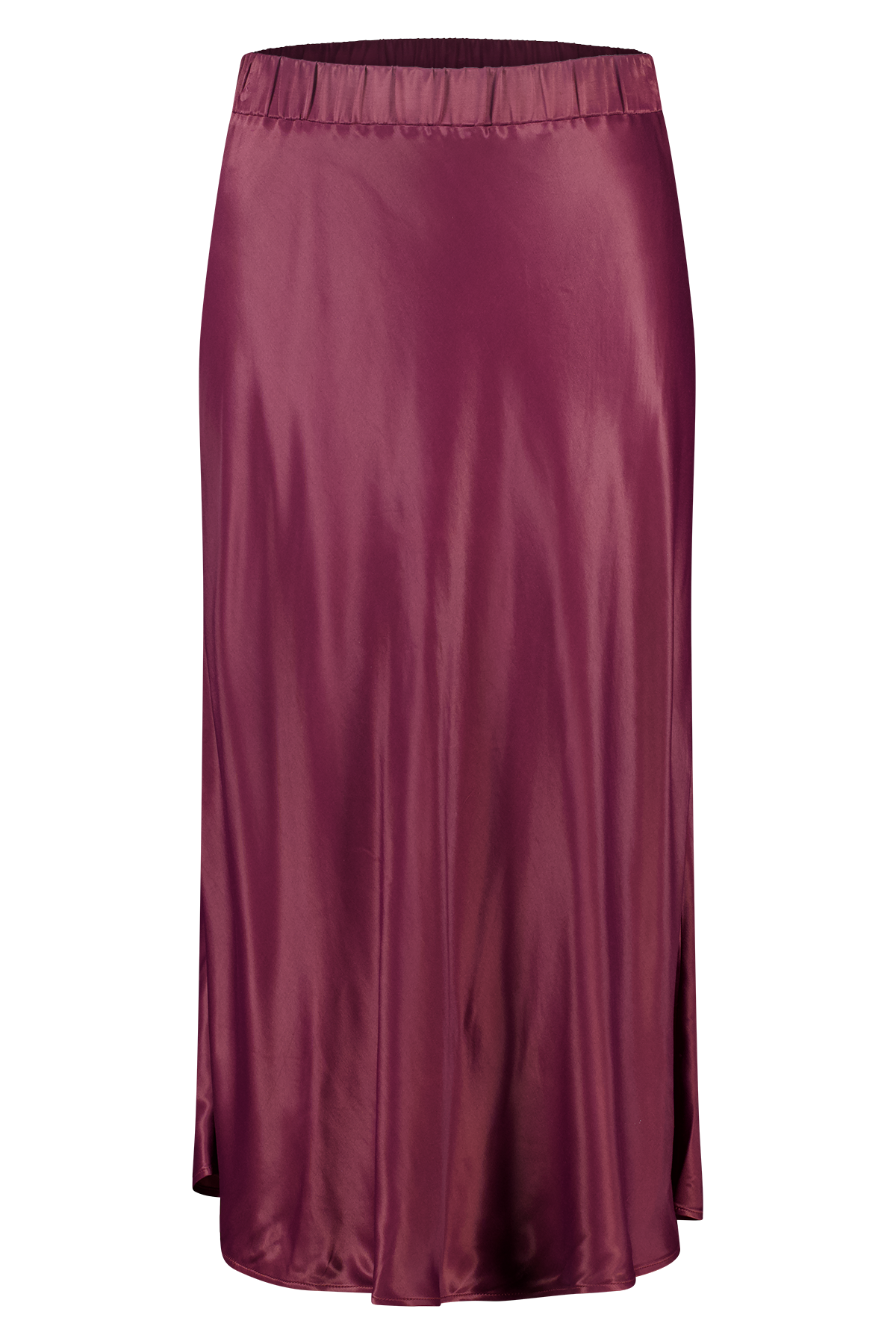 Midi rok van satijn Bordeaux