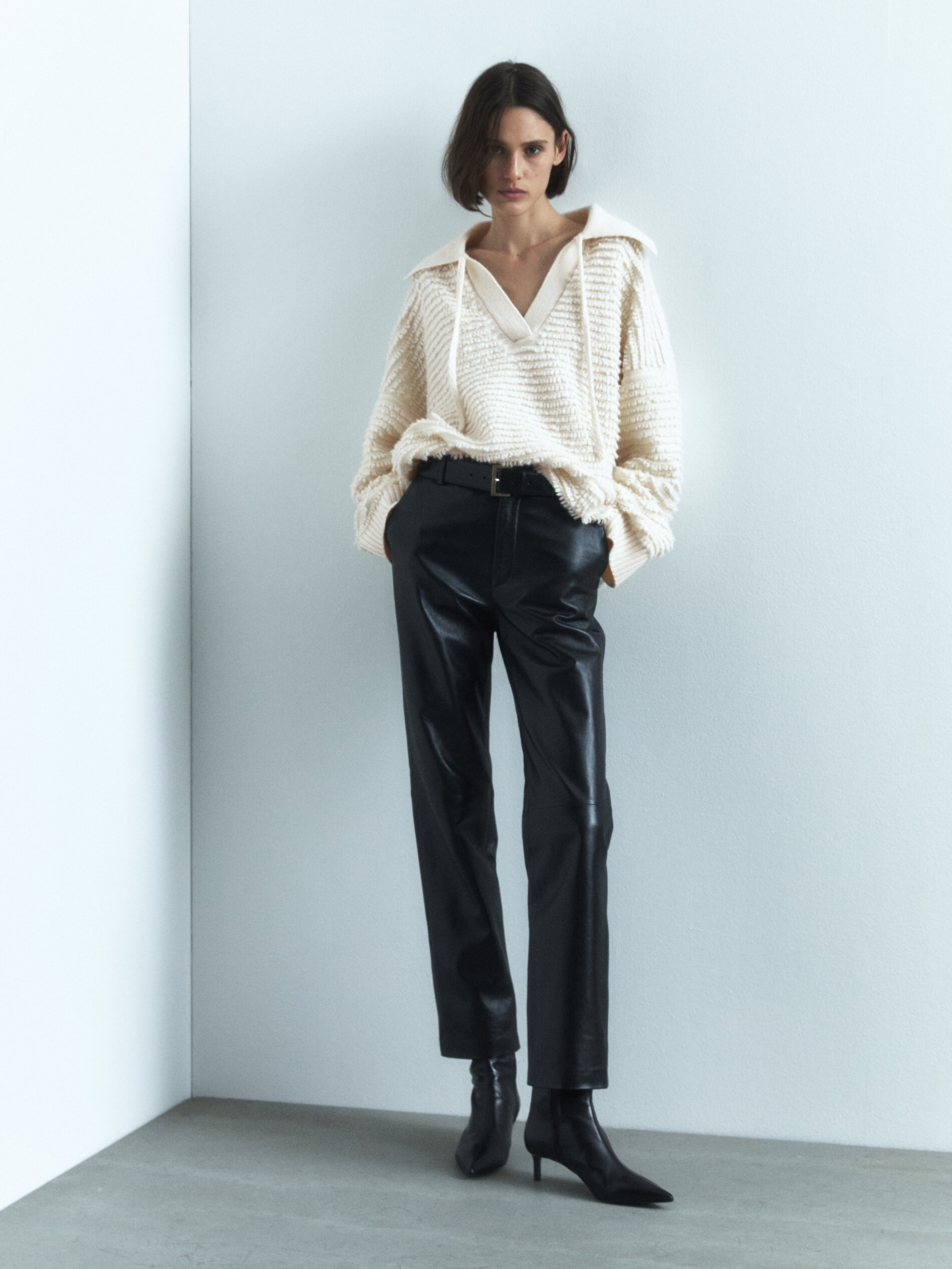 Jersey cuello polo ponto boucle - BEGE