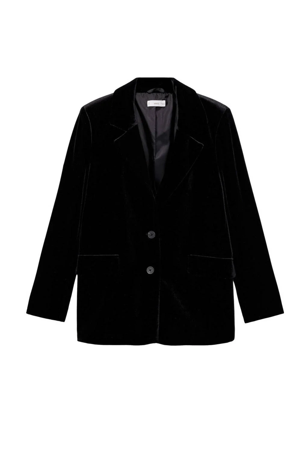 MANGO TEEN regular fit fluwelen blazer zwart