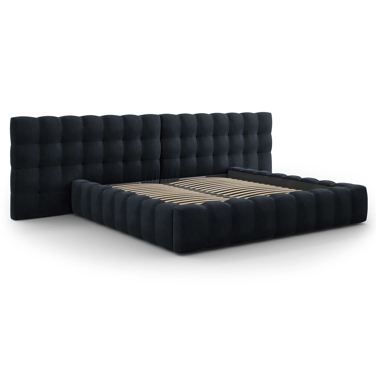Cosmopolitan Design Lit avec coffre de rangement Bali Velours bleu foncé - 200x200 cm