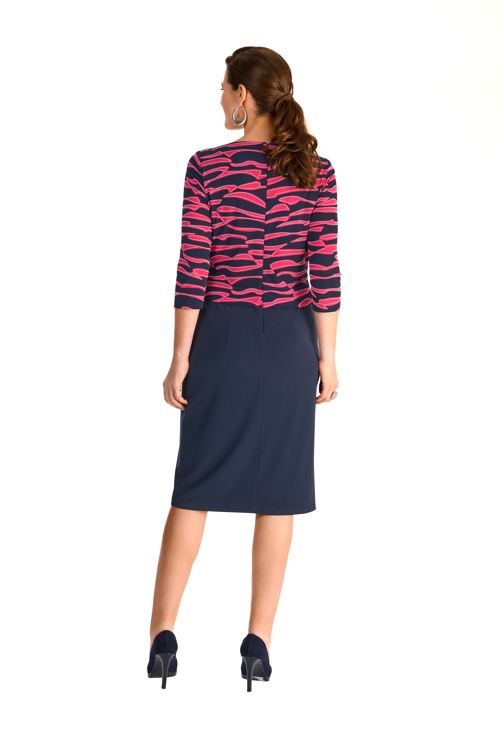 HERMANN LANGE Collection 2-in-1-Kleid Ohne Taschen unifarbener Rock, mit grafischem Muster