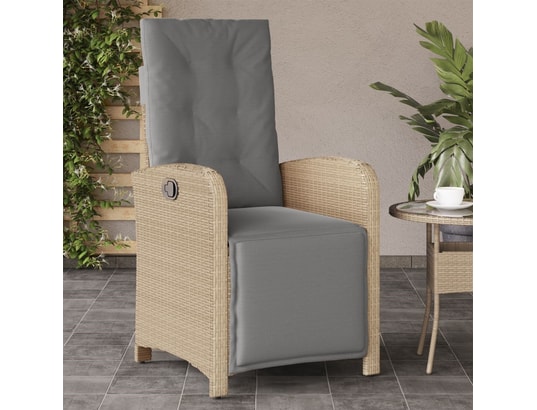 VIDAXL - Chaise inclinable de jardin et repose-pied mélange beige rot...