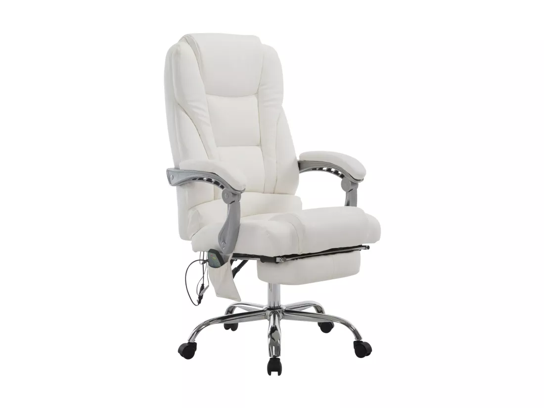 Chaise de bureau - Similicuir & Métal chromé - Blanc - Pacific