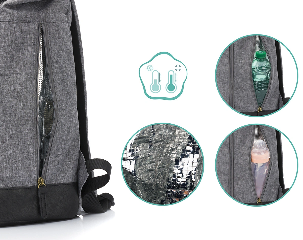 Wickelrucksack BERLIN X (39x16x53) in grau/schwarz