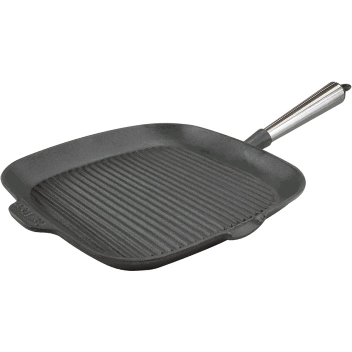 Firkantet grillpanne i støpejern 28 cm med høye kanter, stålhåndtak