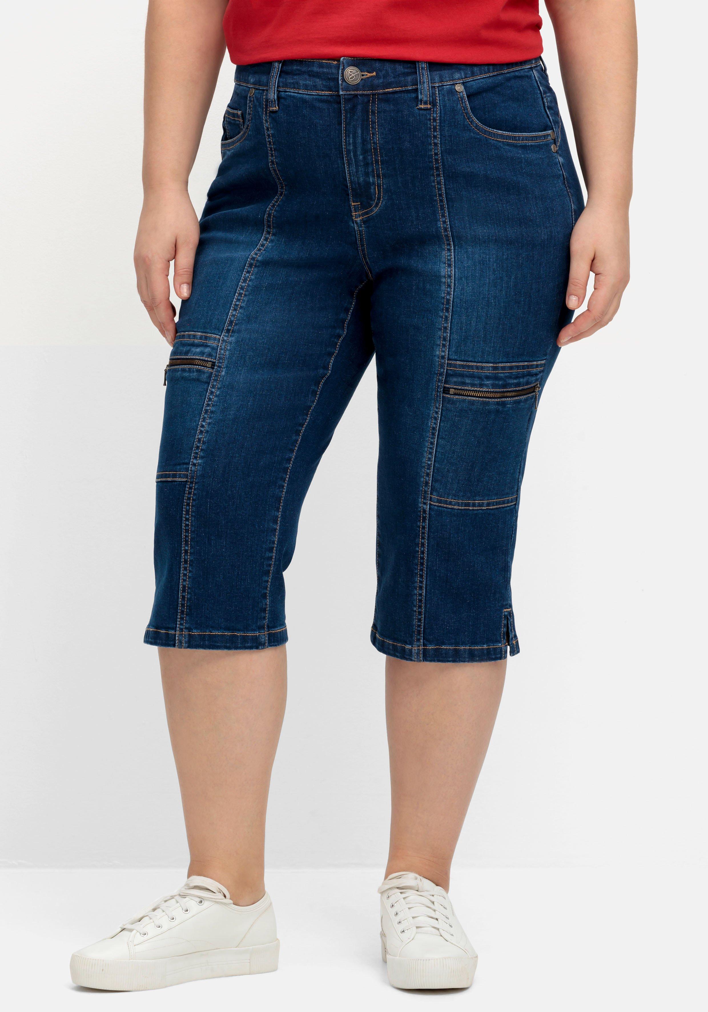Schmale Caprijeans im Cargo-Stil
