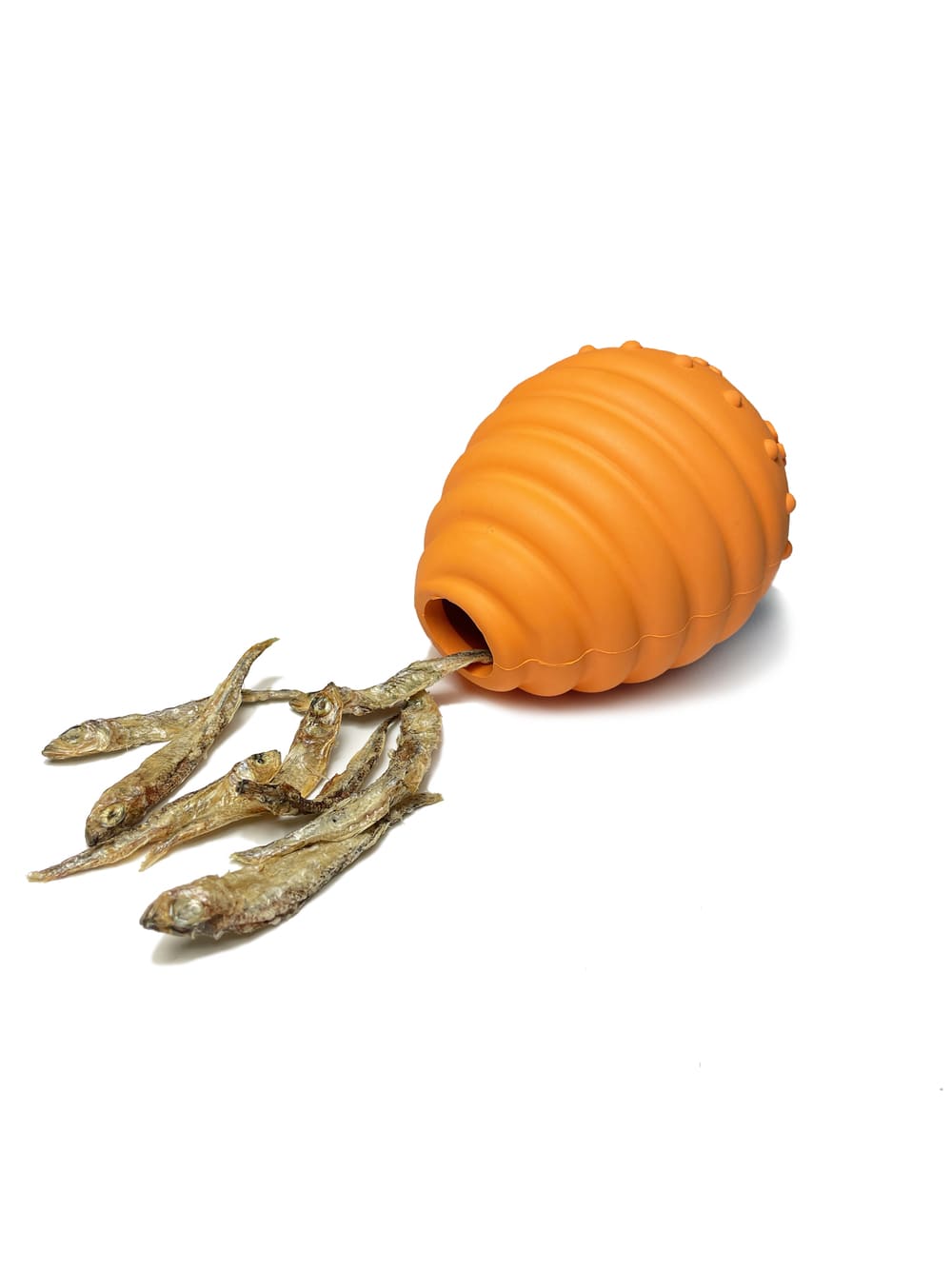 Brinquedo dispensador de petiscos em forma de ovo surpresa de borracha natural BIMORDISCOS para cães.