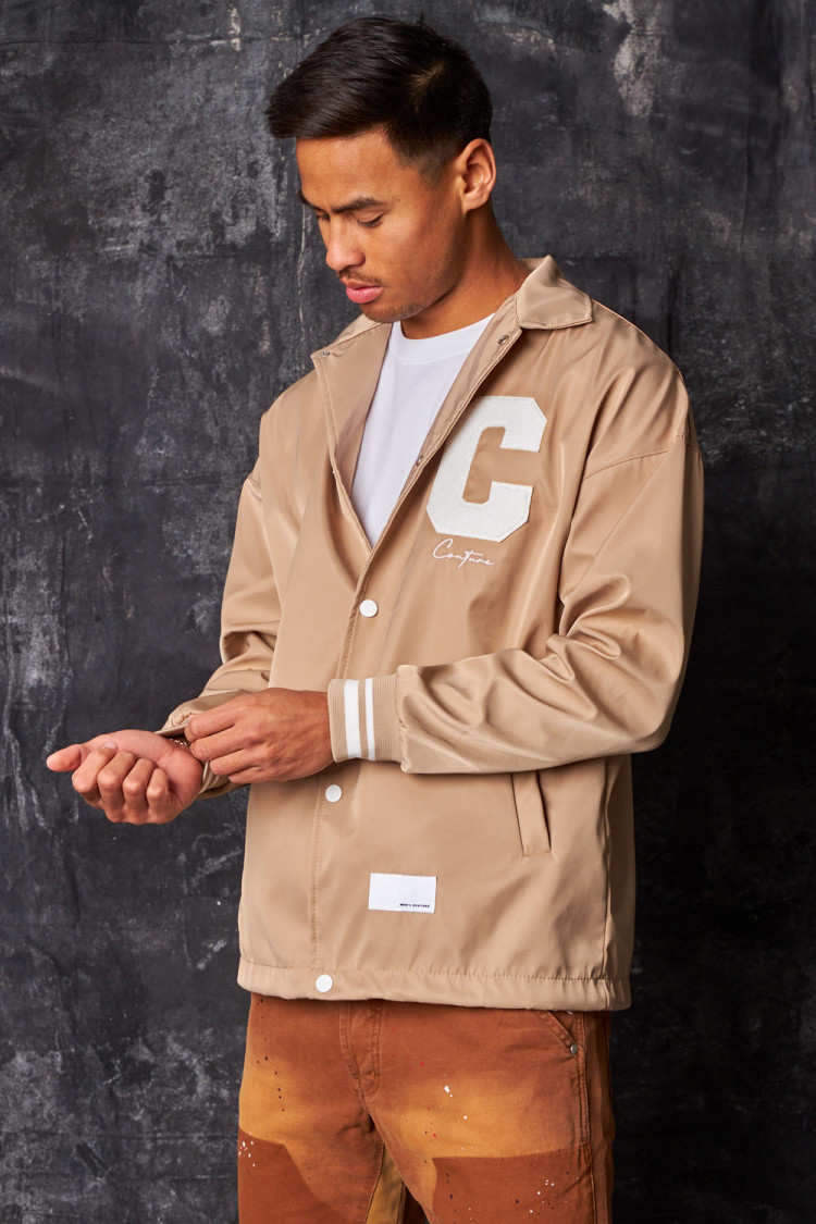 Veste beige foncé brodée 