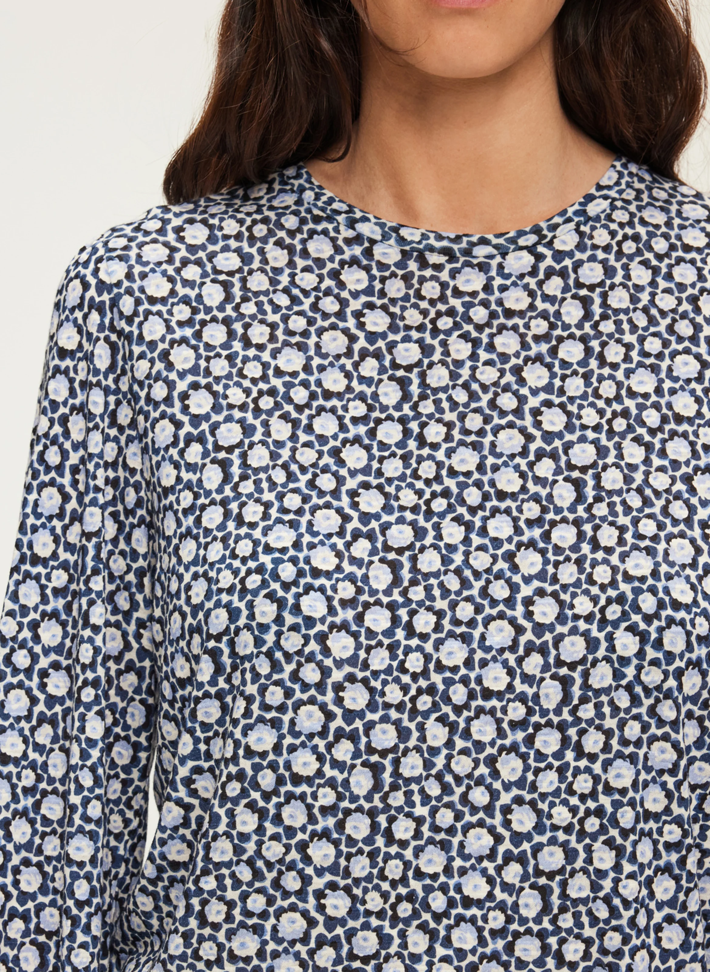 ALEXANDRA - Tee-shirt manches longues en coton mélangé | Bleu
