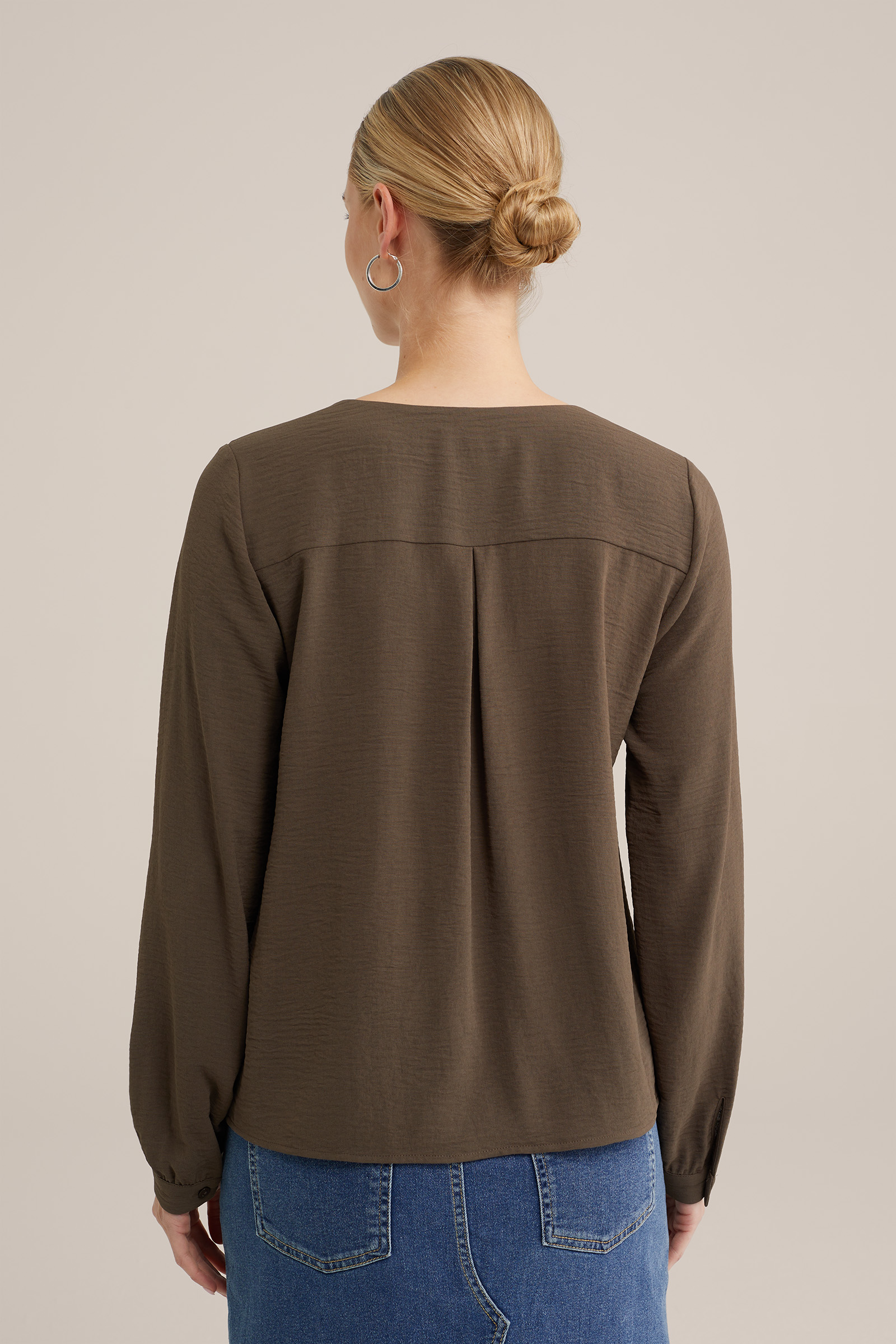 blouse met kant WE Fashion Legergroen