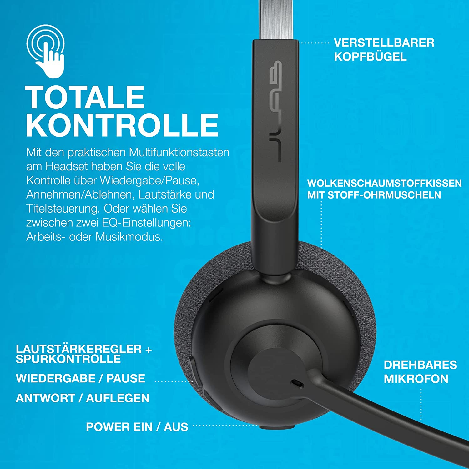 Go Work Pop Office Bluetooth 5.3 On-Ear Kopfhörer Wireless Headset   Mikrofon (IEUHBGWRKPOPRBLK4) - Schwarz