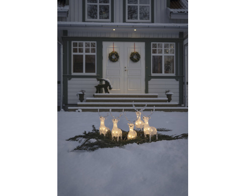 Set van 5 lichtgevende figuren Konstsmide LED acryl rendier, 4 m lang, warm wit licht
