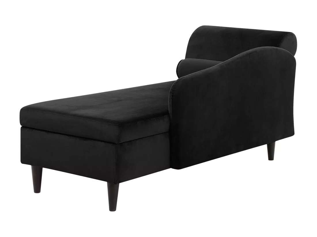 Chaise longue côté droite en velours noir LUIRO