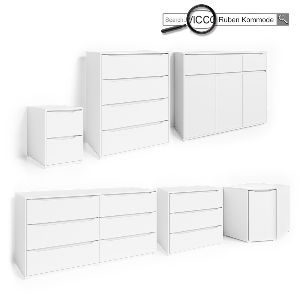 Vicco Lowboard Ruben weiß 200cm TV-Board Fernsehschrank TV-Schrank Regal Tisch