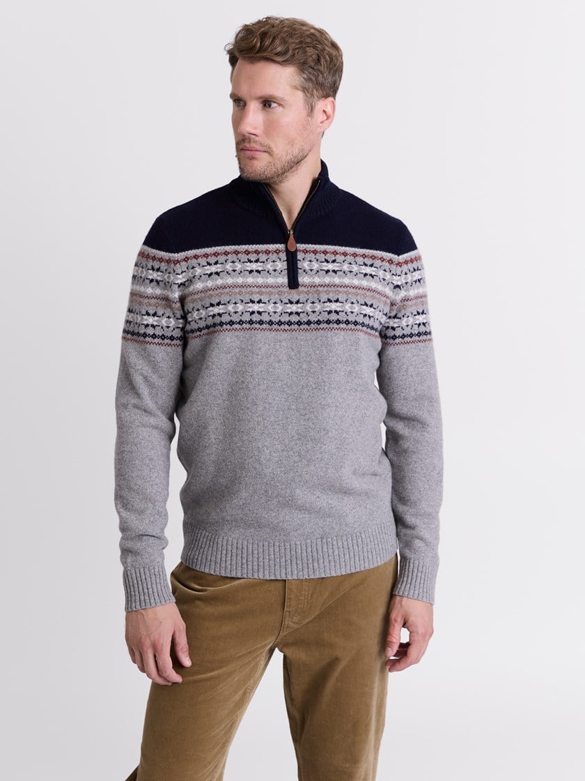 Winston zip genser Light Grey Melange