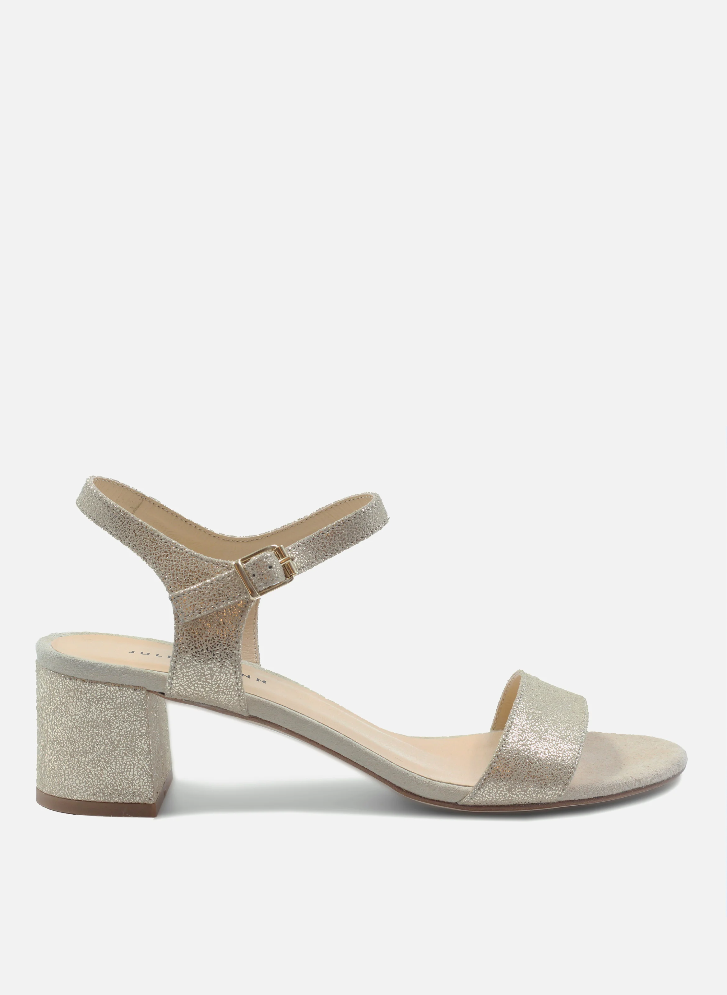 Sandales moyen talon cuir métalisé | Doré