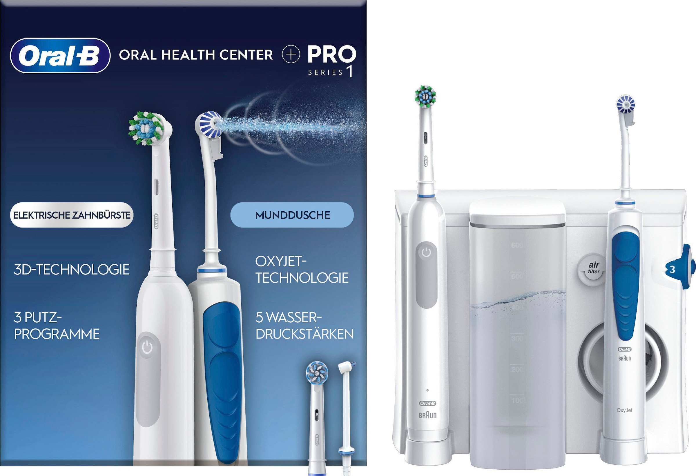Oral-B Munddusche »Oral Health Center« mit PRO Series 1 elektrische Zahnbürste