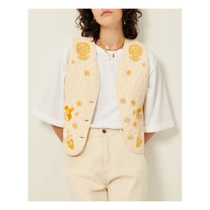 Sessùn Veste Sans Manches Brodée Charlezie | Ecru