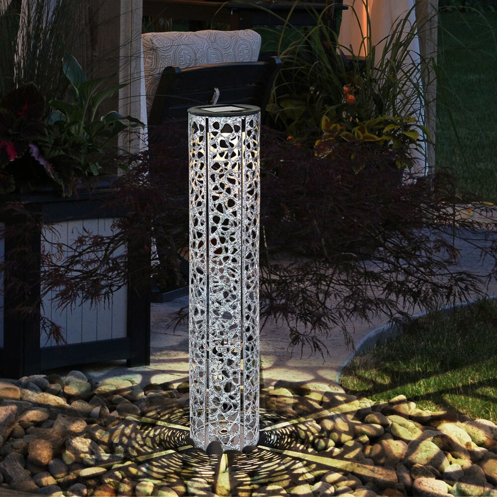 LED Solarleuchte, Metall, Schwarz, silber zinkfarben, H 46cm