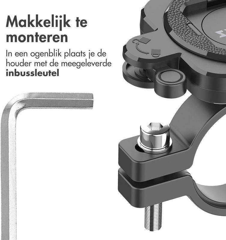 Accezz - EasyLock Telefoonhouder Fiets - Aluminium - Zwart - 360 Graden Draaibaar