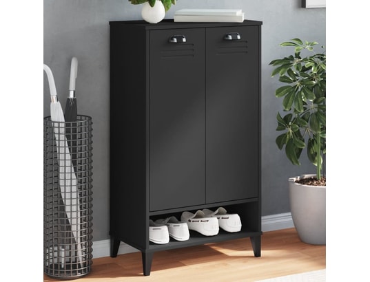 VIDAXL - Armoire à chaussures viken noir bois de pin solide